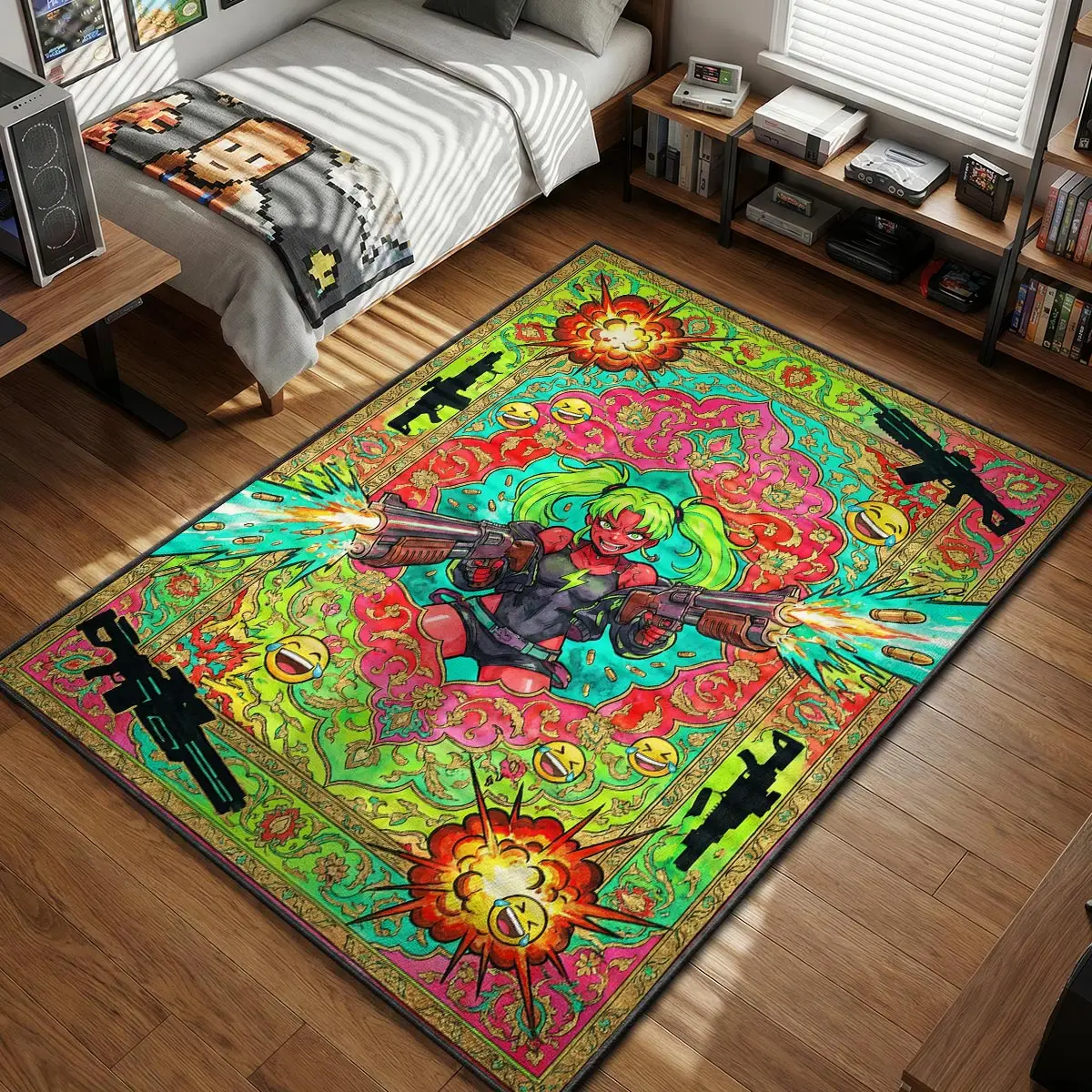 Rebecca Shotgun Rampage Rug - Cyberpunk Edgerunners Chair Mat