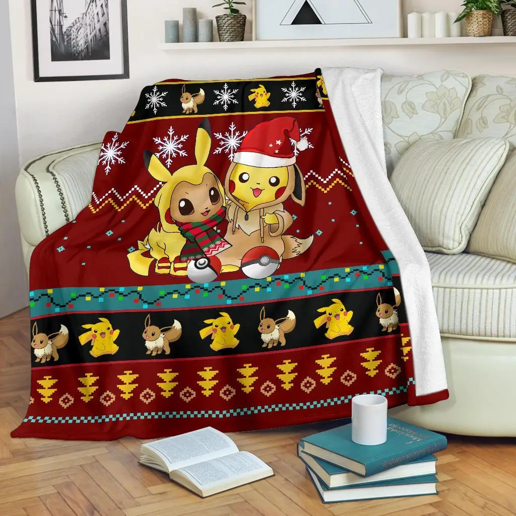 Red Gearzime Pokemon Pikachu Ugly Holiday Blanket Gift For Christmas Amazing Gift Idea
