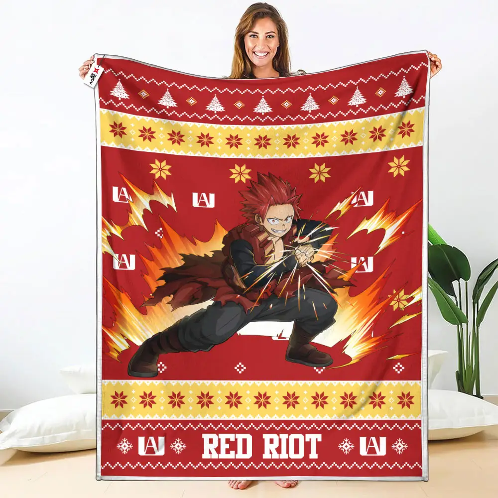 Red Riot Blanket Ugly Christmas My Hero Academia Anime