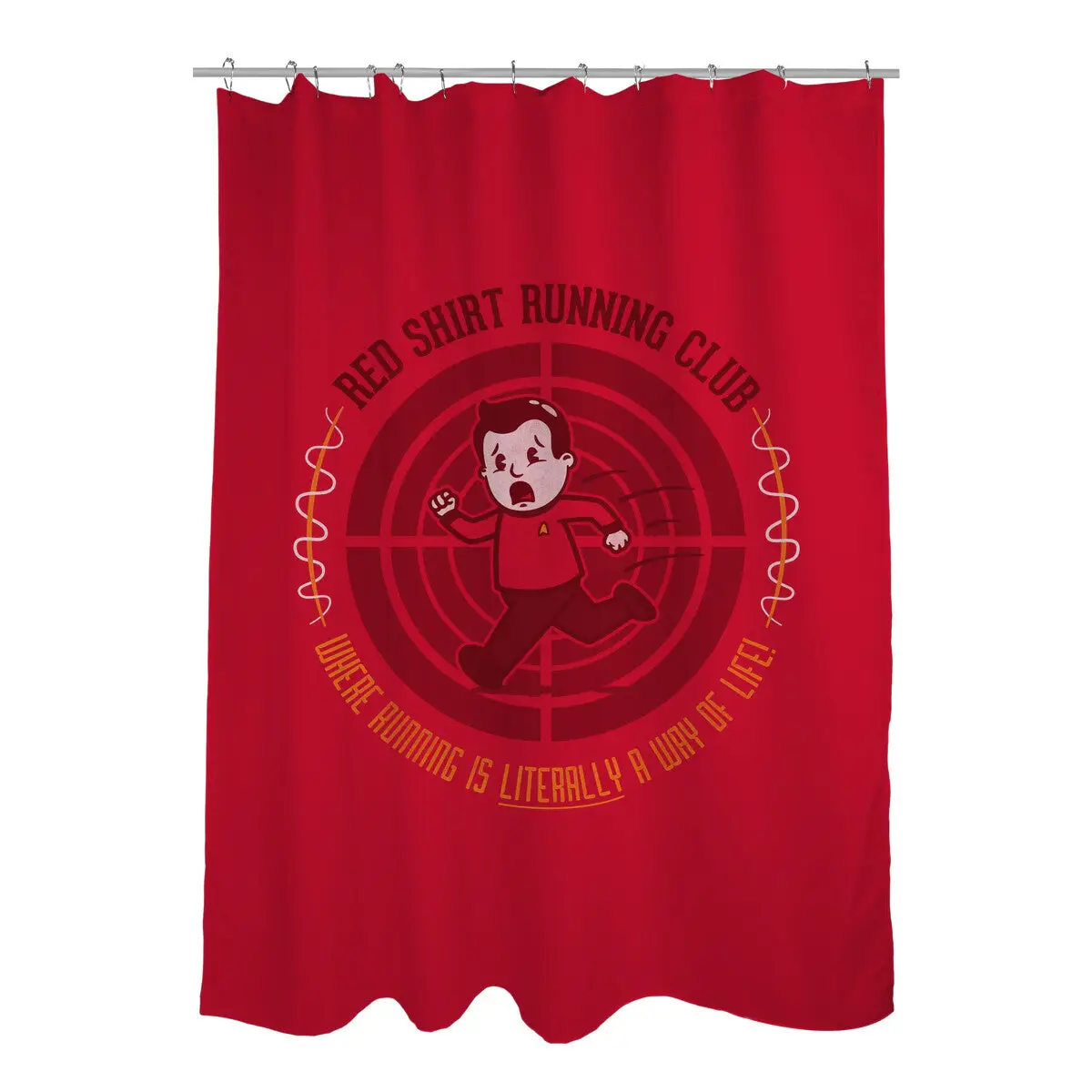 Red Shirt Running Club Shower Curtains