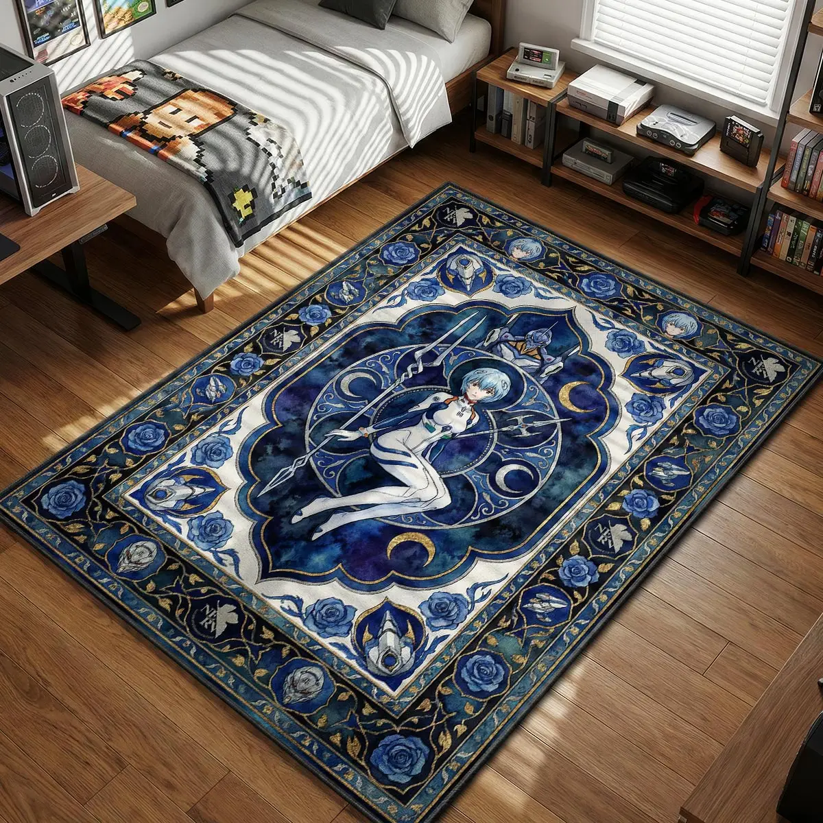 Rei Ayanami Blue Moon Rug - Evangelion Chair Mat
