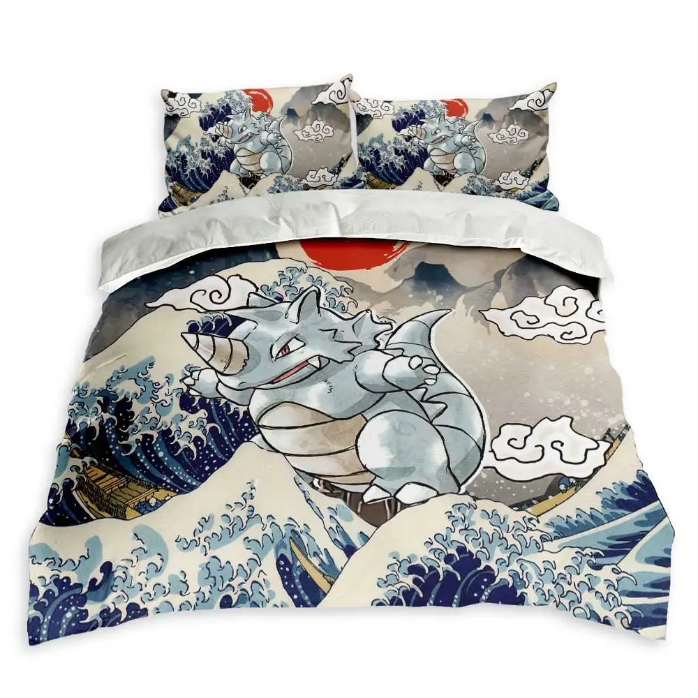 Rhydon Bedding Set Kanagawa Great Wave Custom