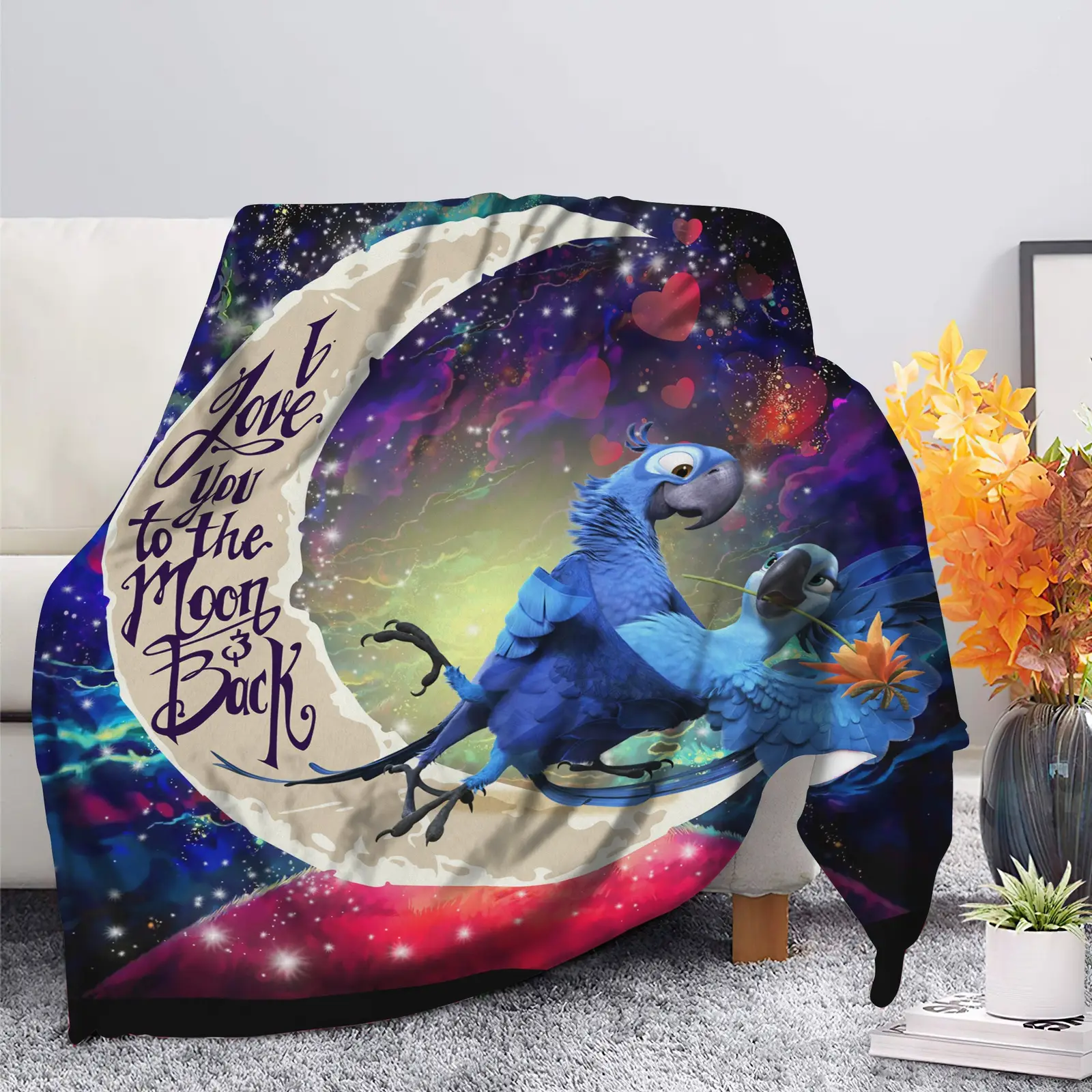 Rio Blu And Jewel Love You To The Moon Galaxy Blanket