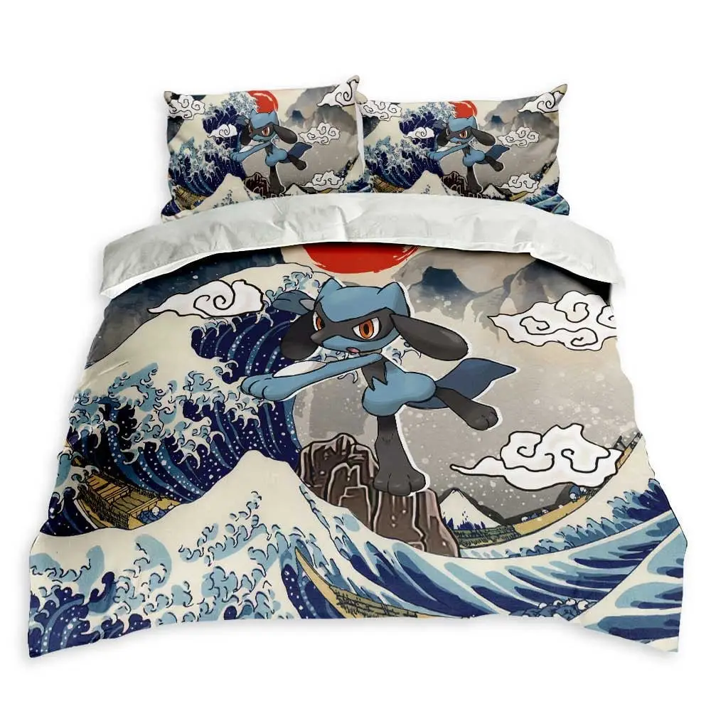 Riolu Bedding Set Kanagawa Great Wave Custom