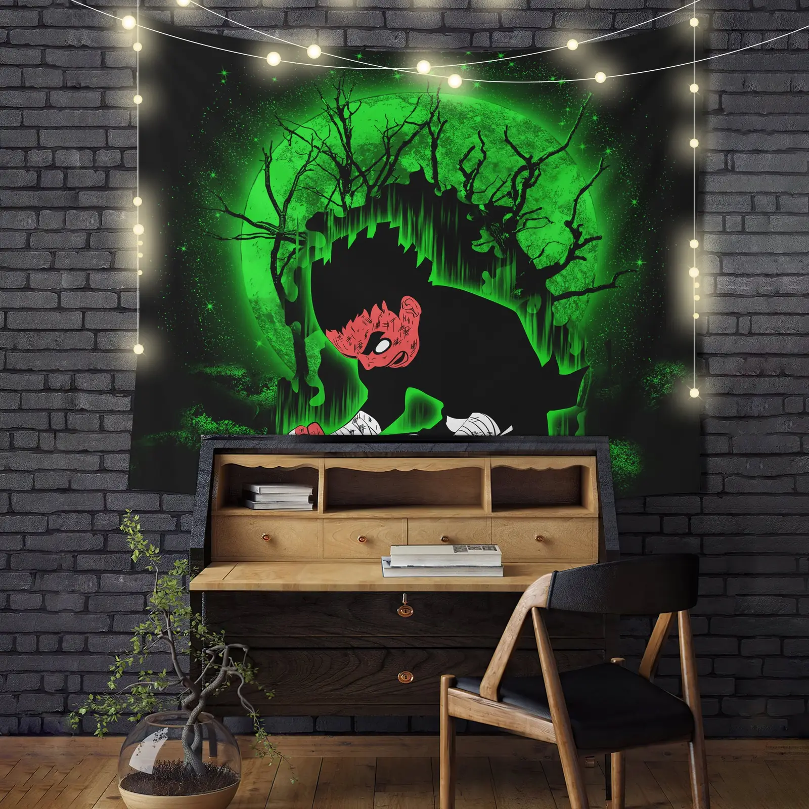 Rock Lee Power Up Moonlight Tapestry Room Decor
