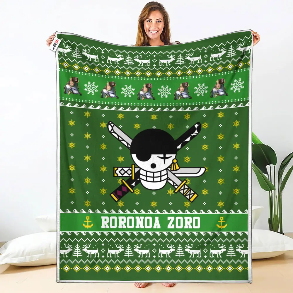 Roronoa Zoro Wano Arc Blanket Ugly Christmas Symbol Anime