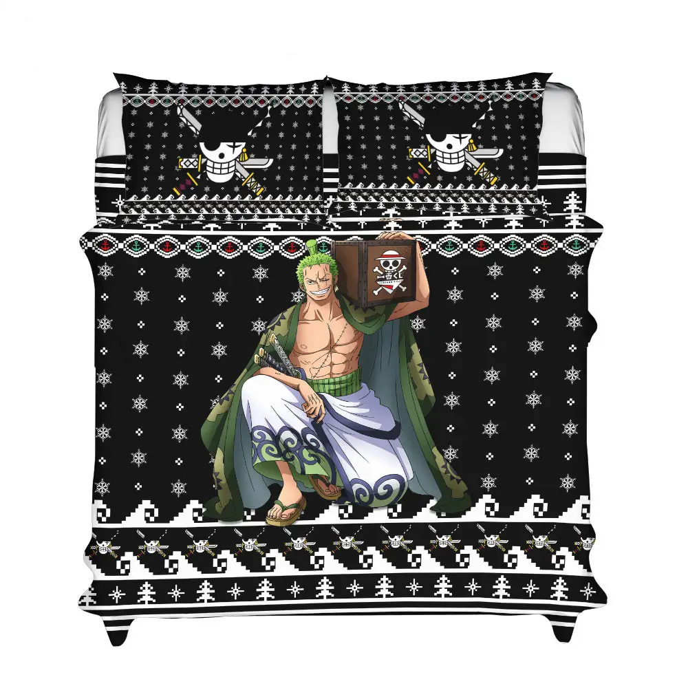Roronoa Zoro Wano Arc Xmas Polyester Duvet Cover Set