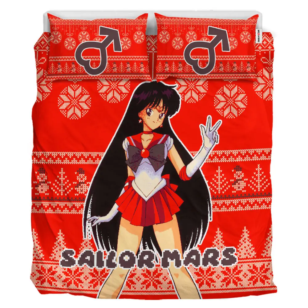 Sailor Mars Xmas Polyester Duvet Cover Set