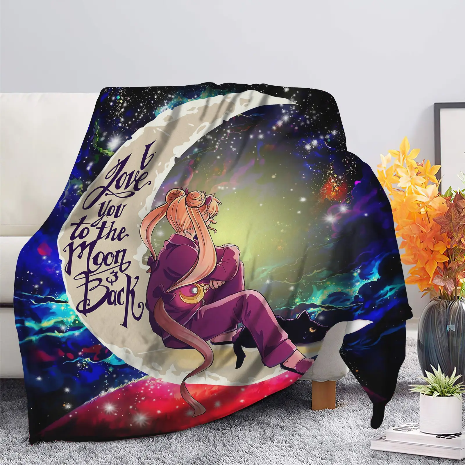 Sailor Moon Anime Love You To The Moon Galaxy Blanket