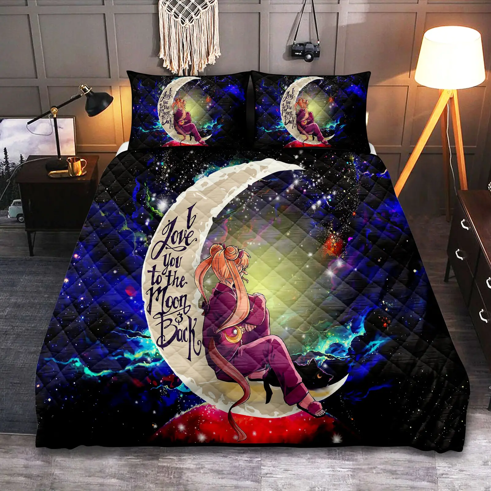Sailor Moon Love You To The Moon Galaxy Quilt Bed Sets