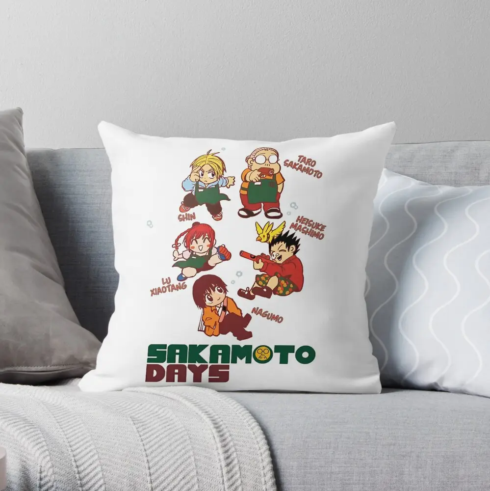 Sakamoto Days Characters Chibi Throw Pillow