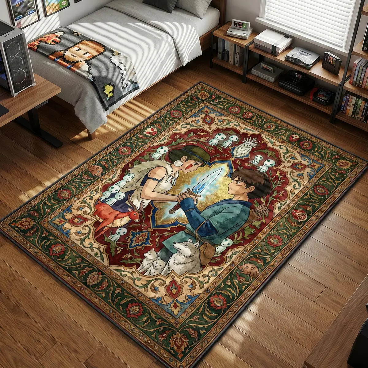 San & Ashitaka Crystal Dagger Rug - Princess Mononoke Chair Mat