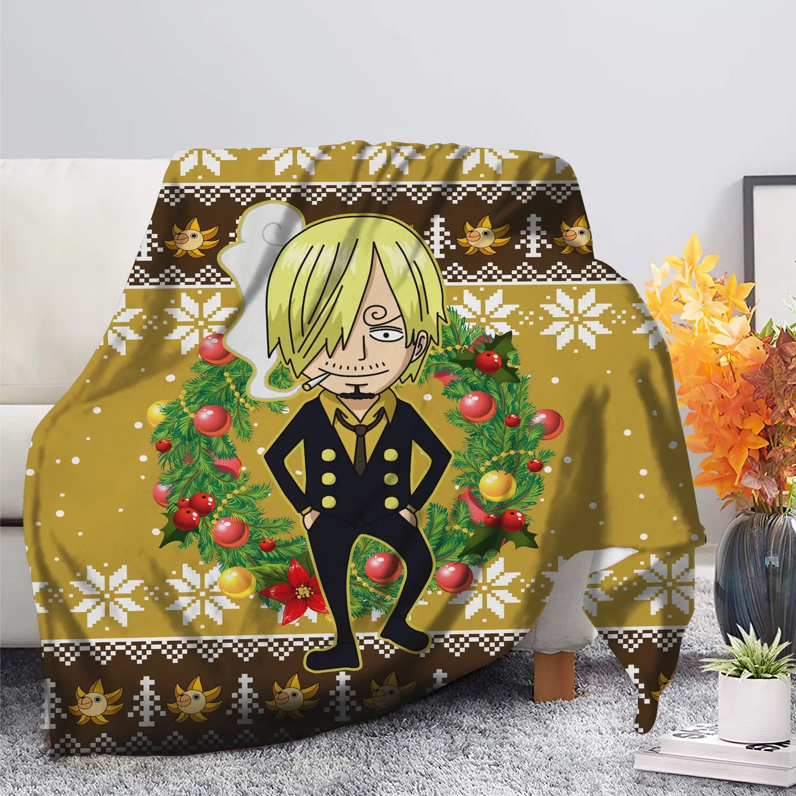 Sanji One Piece Anime Christmas Blanket