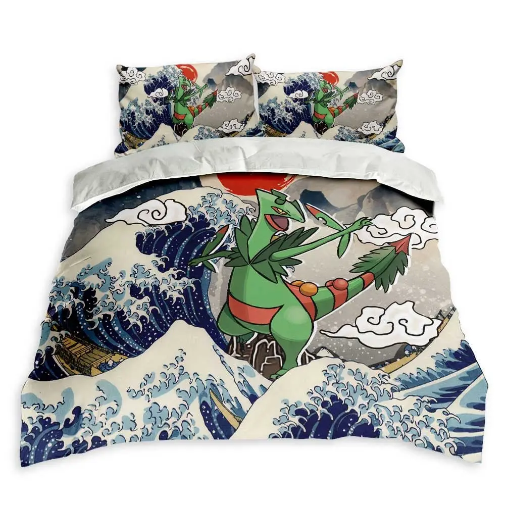 Sceptile Bedding Set Kanagawa Great Wave Custom