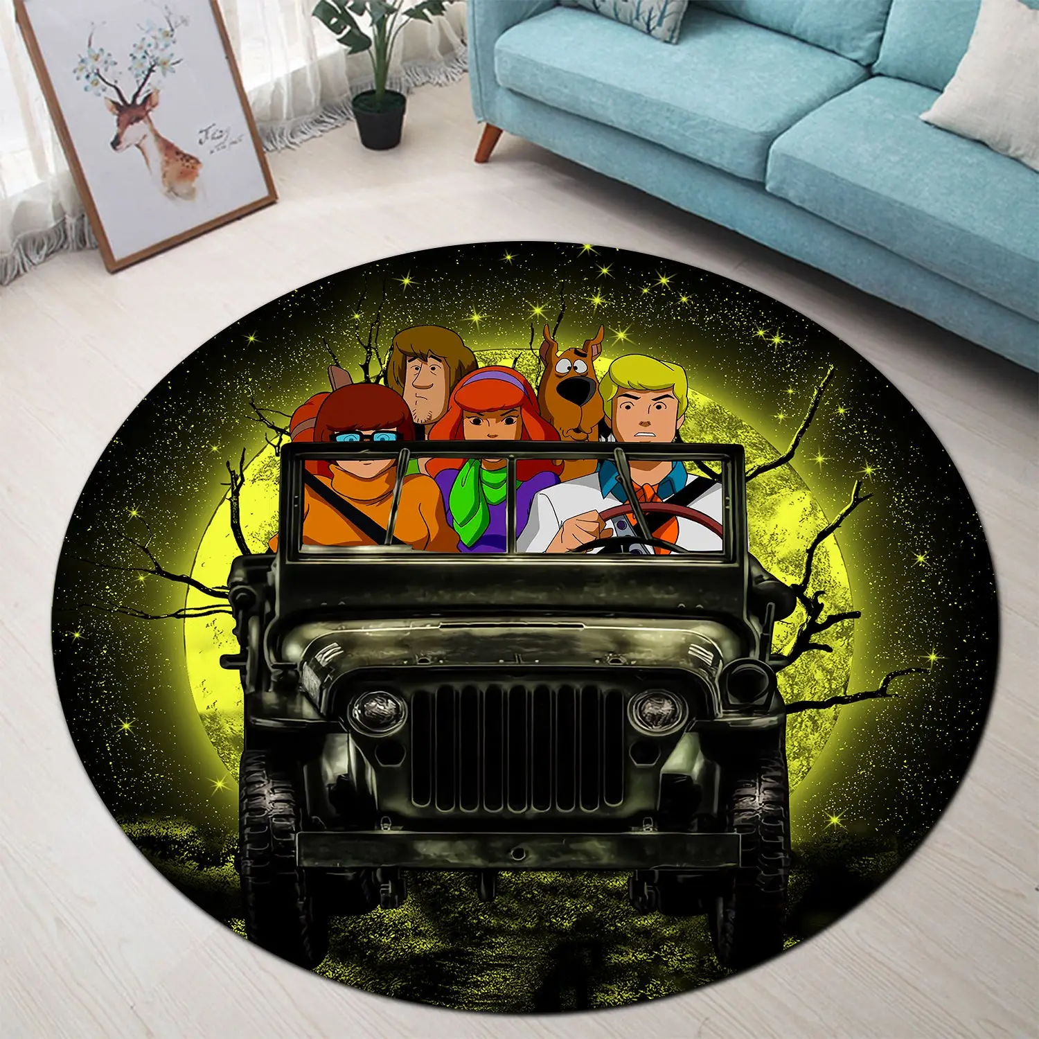 Scooby Doo Moonlight Halloween Round Rug