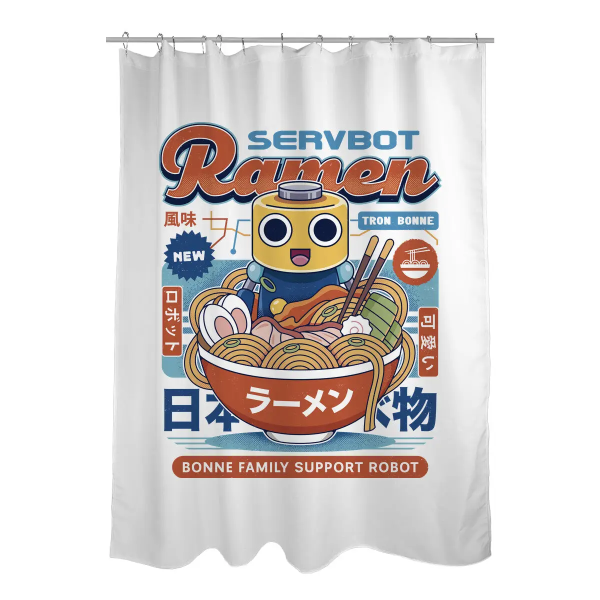 Servbot Ramen Vintage Shower Curtains