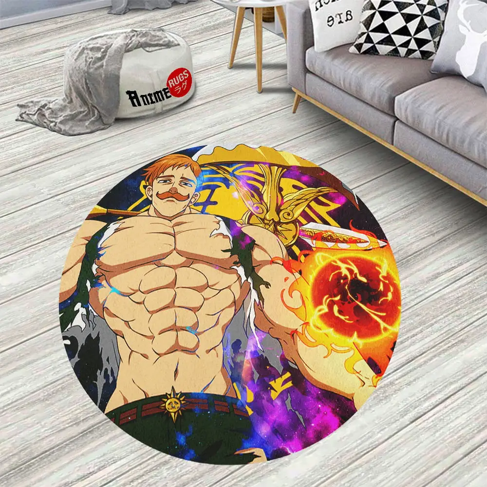 Seven Deadly Sins Symbols Escanor Skid-Proof Round Rug