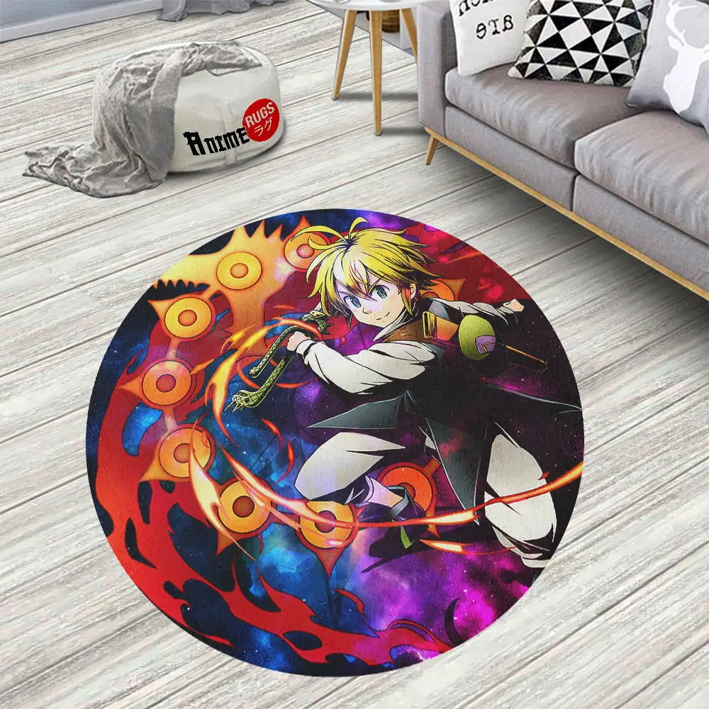 Seven Deadly Sins Symbols Meliodas Skid-Proof Round Rug