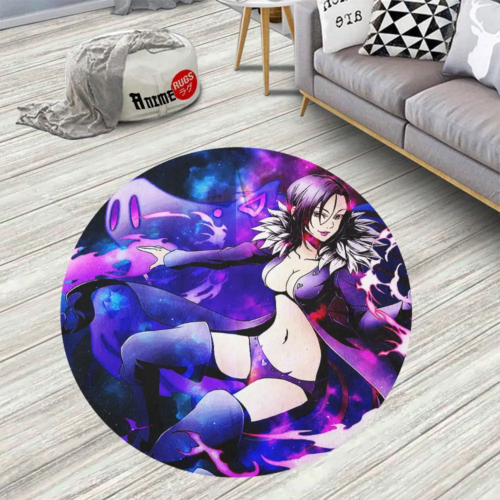 Seven Deadly Sins Symbols Merlin Skid-Proof Round Rug