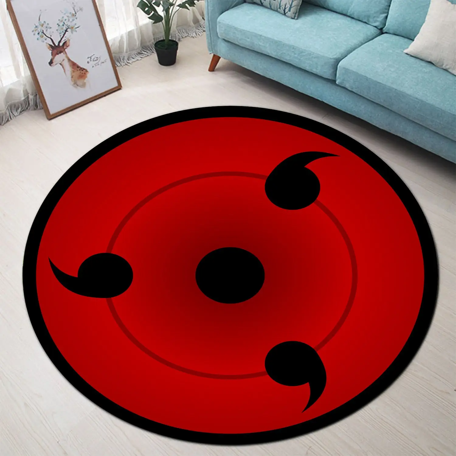 Sharingan Triple Round Rug