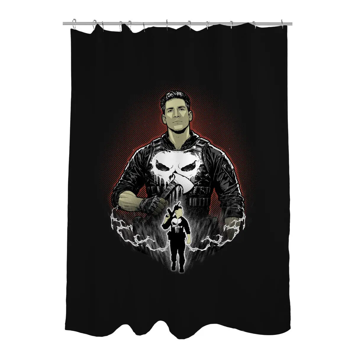 Skull Vigilante Shadow Work Shower Curtains