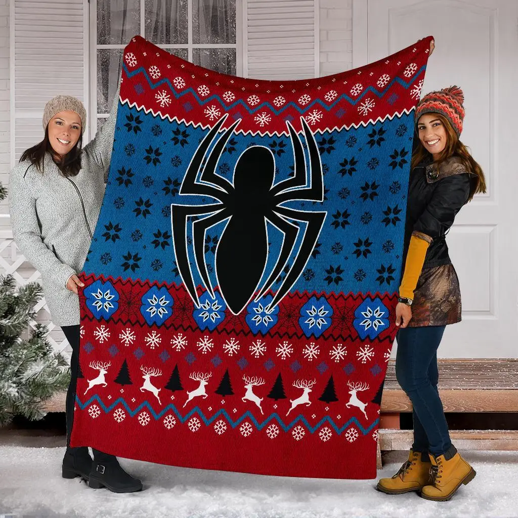 Spiderman Art Ugly Christmas Custom Blanket Home Decor