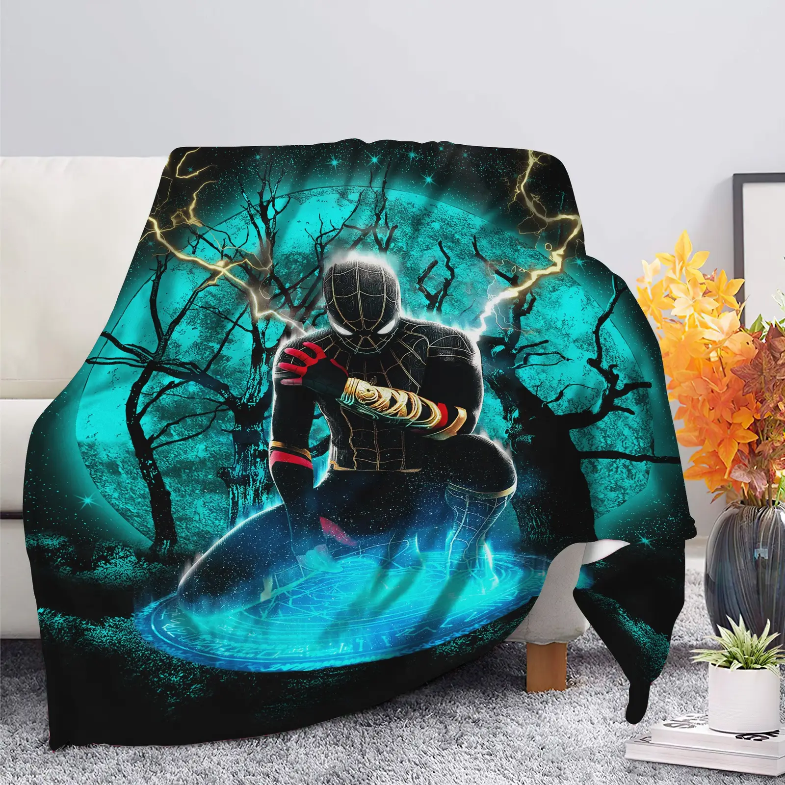 Spiderman Black Suit No Way Home Moonlight 1 Blanket