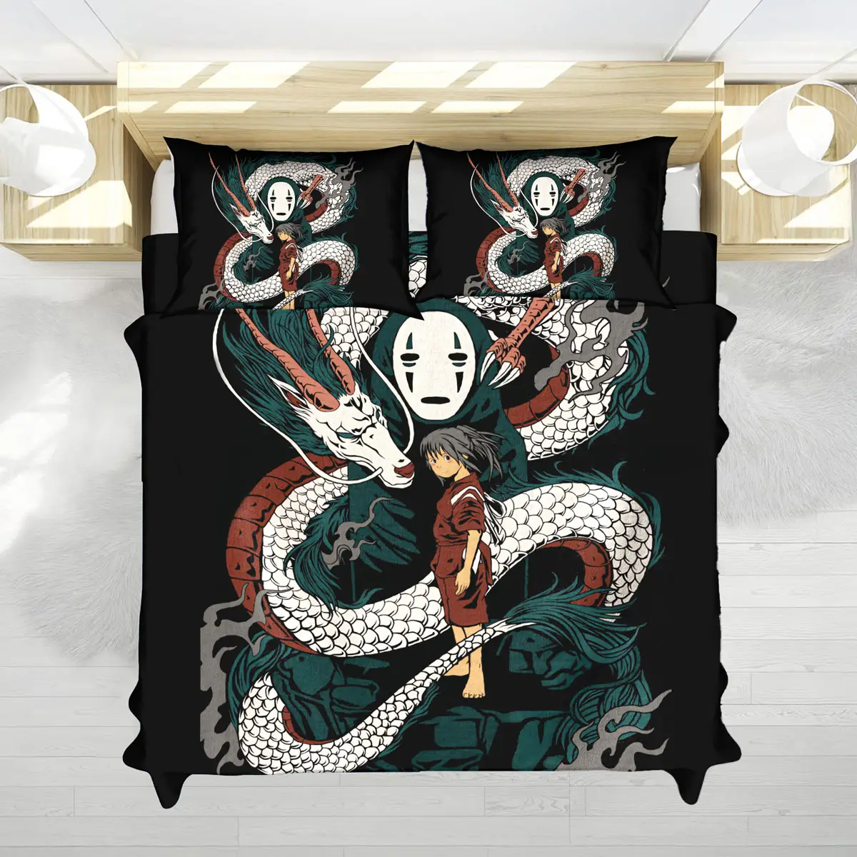 Spirited Away No-Face & Haku Dragon Bedding Set