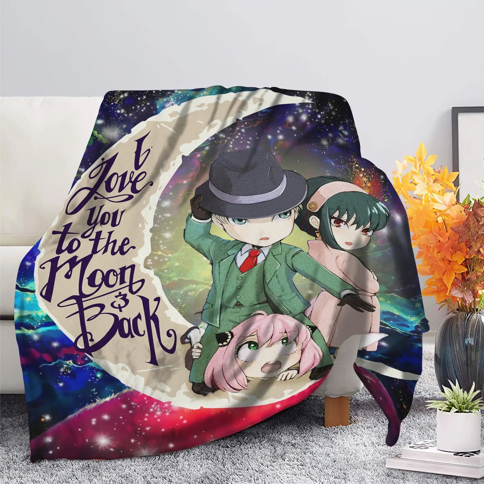 Spy x Family Love You To The Moon Galaxy Blanket