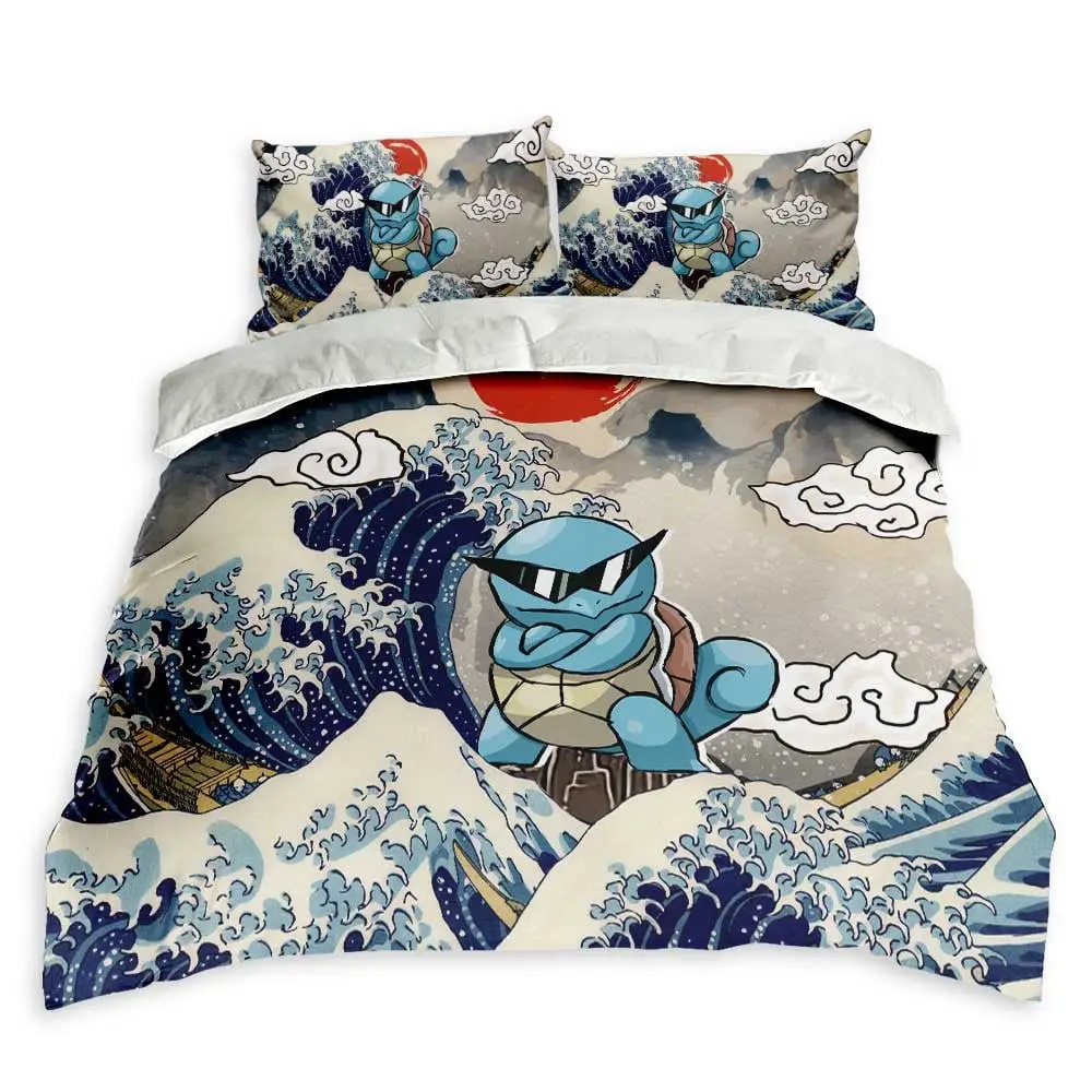 Squirtle Bedding Set Kanagawa Great Wave Custom