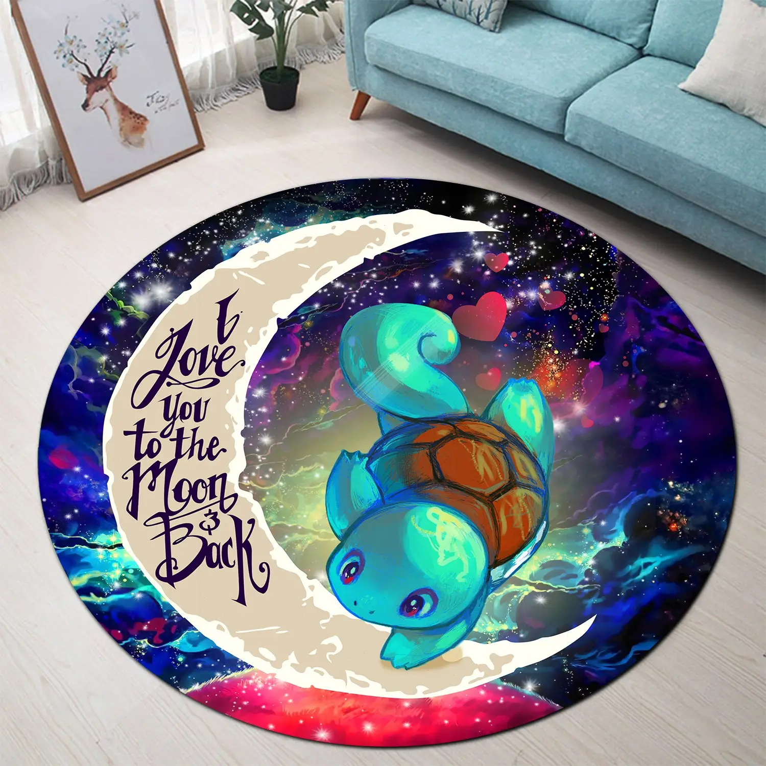 Squirtle Love You To The Moon Galaxy Round Rug