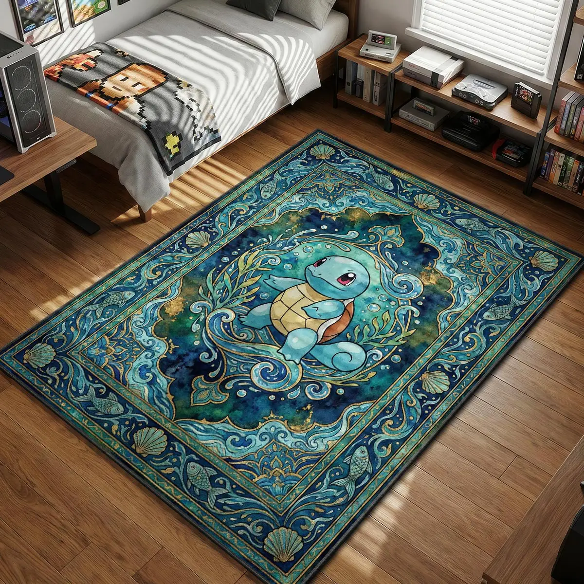 Squirtle Ocean Waves Rug - Pokemon Chair Mat