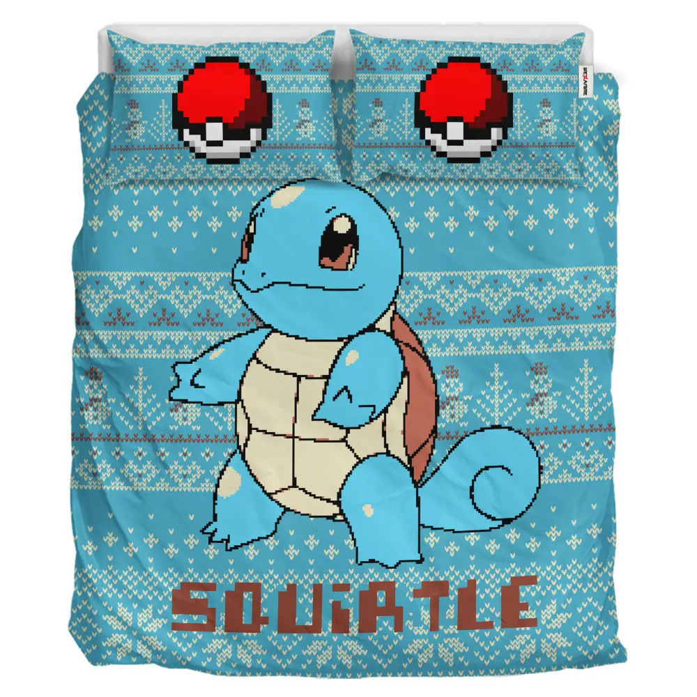 Squirtle Xmas Polyester Duvet Cover Set