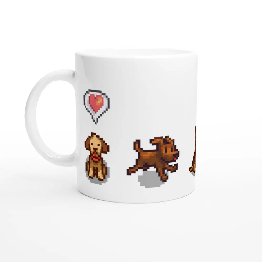 Stardew Valley Dogs Mug – Pixel Art Dog Coffee Cup, Cosy Gamer Gift