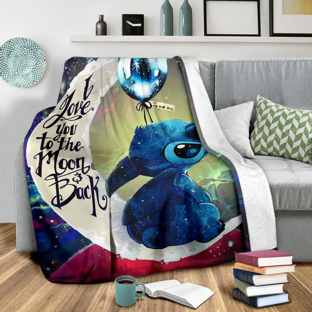 Stitch Love You To The Moon Galaxy Blanket