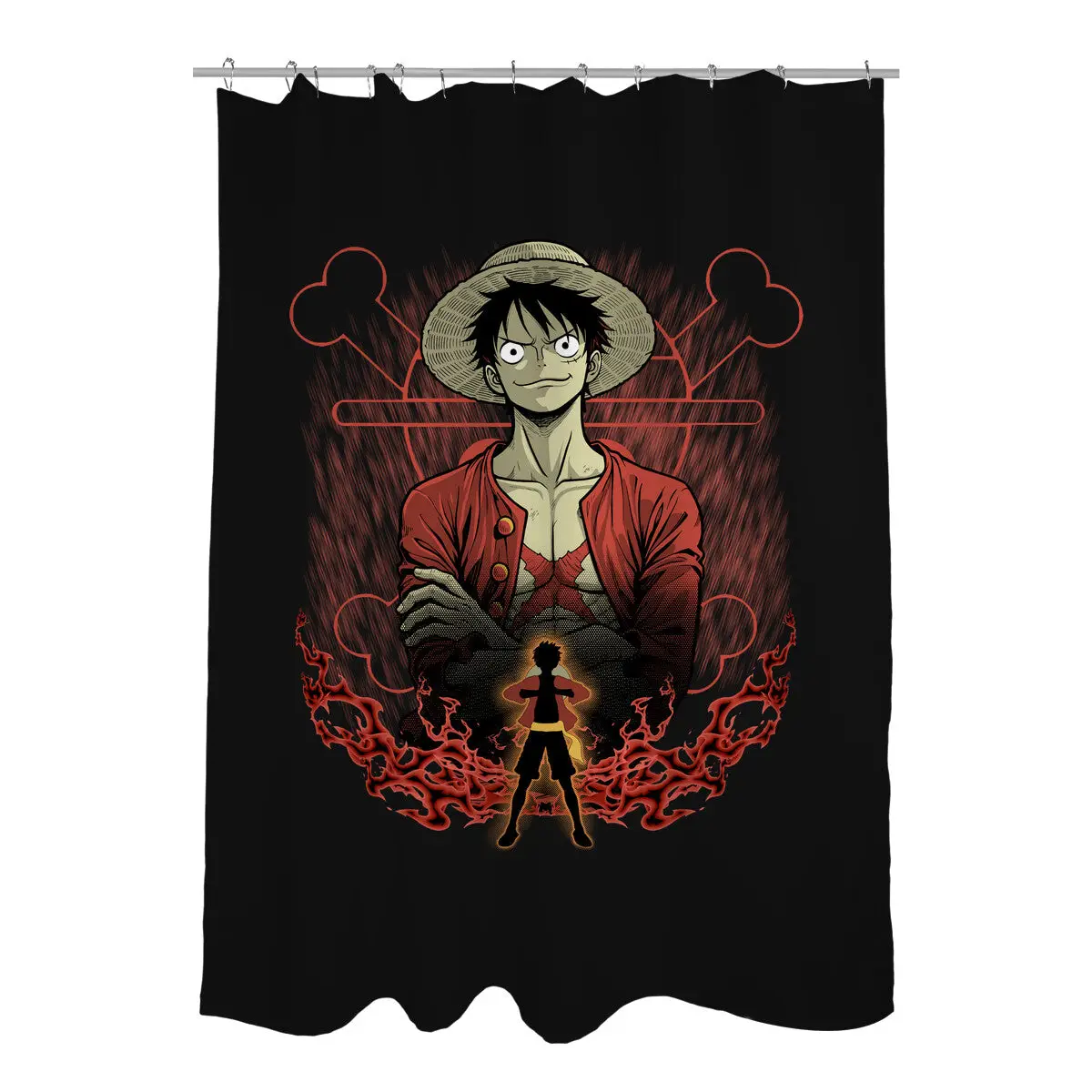 Straw Hat Captain Shadowwork Shower Curtains