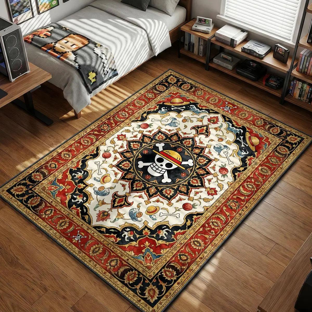 Straw Hat Jolly Roger Ivory Rug - One Piece Chair Mat