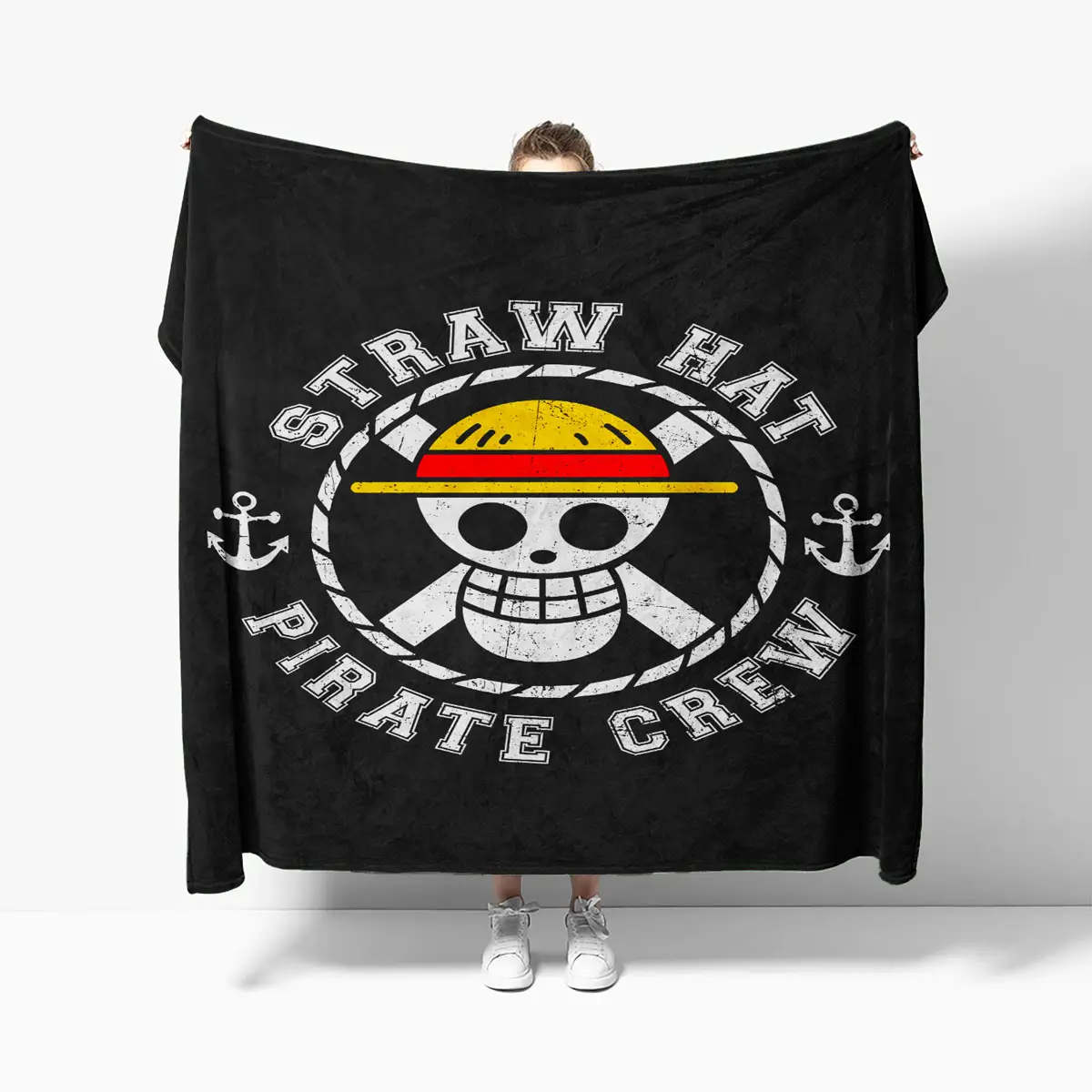Straw Hat Pirate Crew Black Ultra-Soft Blanket Print