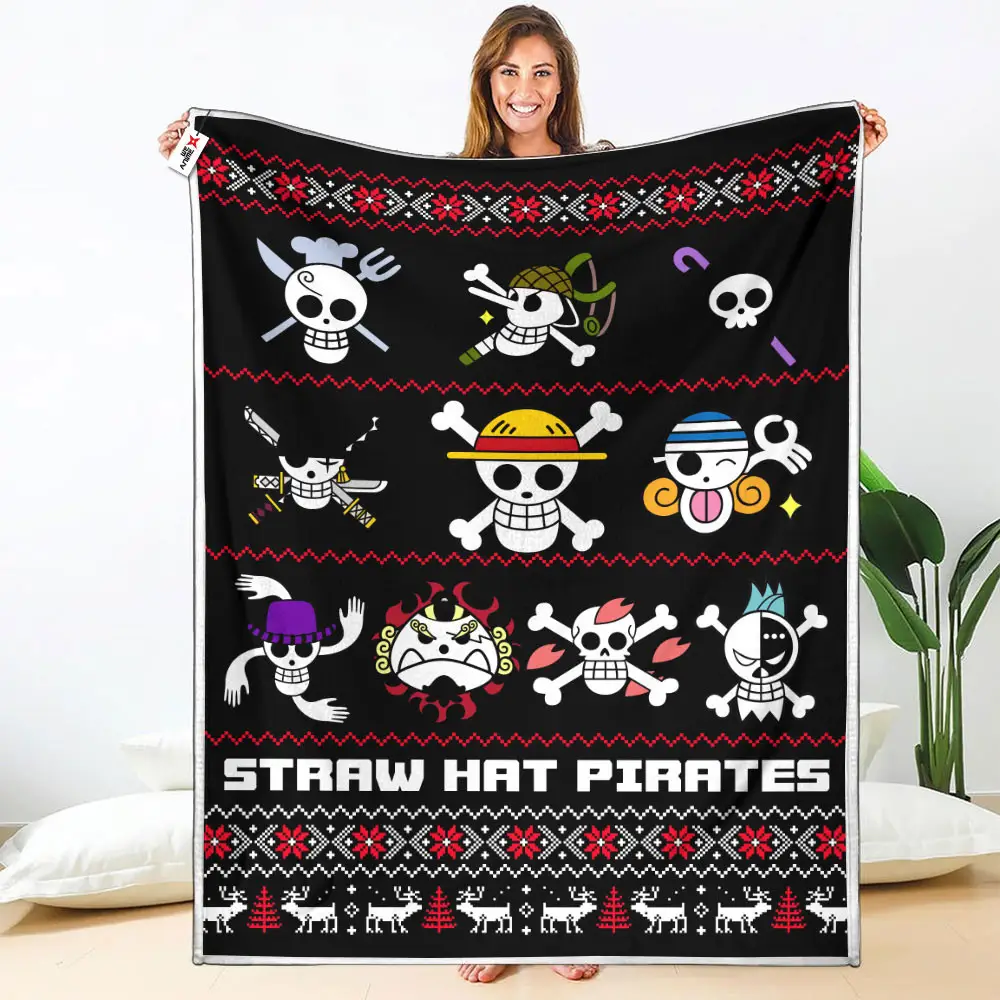 Straw Hat Pirates Blanket Ugly Christmas Anime