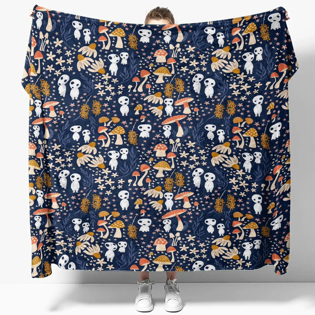 Studio Ghibli Kodama Spirit & mushroom Pattern Cozy Quilt Blanket - Anime Comforts – Cozy Anime Bedding, Blankets & Home Essentials
