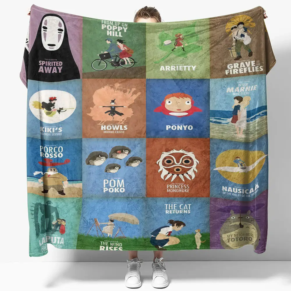 Studio Ghibli Movie Collage Quilt Blanket - Anime Comforts – Cozy Anime Bedding, Blankets & Home Essentials