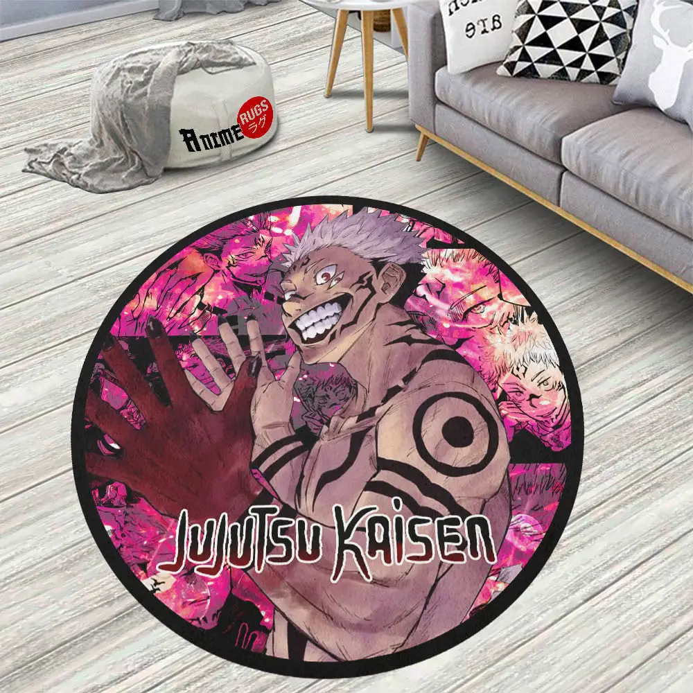 Sukuna Ryoumen Skid-Proof Round Rug