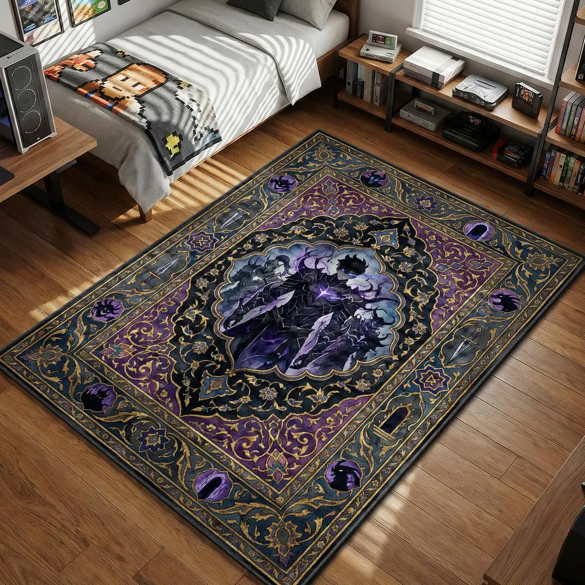 Sung Jin-Woo Shadow Monarch Rug - Solo Leveling Chair Mat