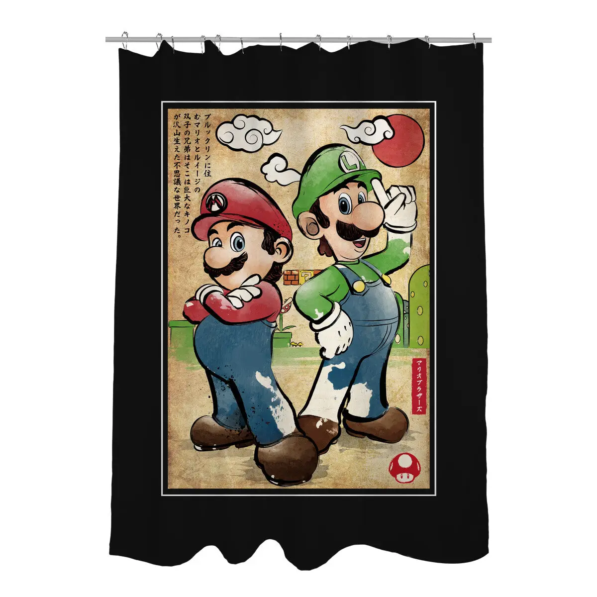 Super Plumber Bros Woodblock Shower Curtains