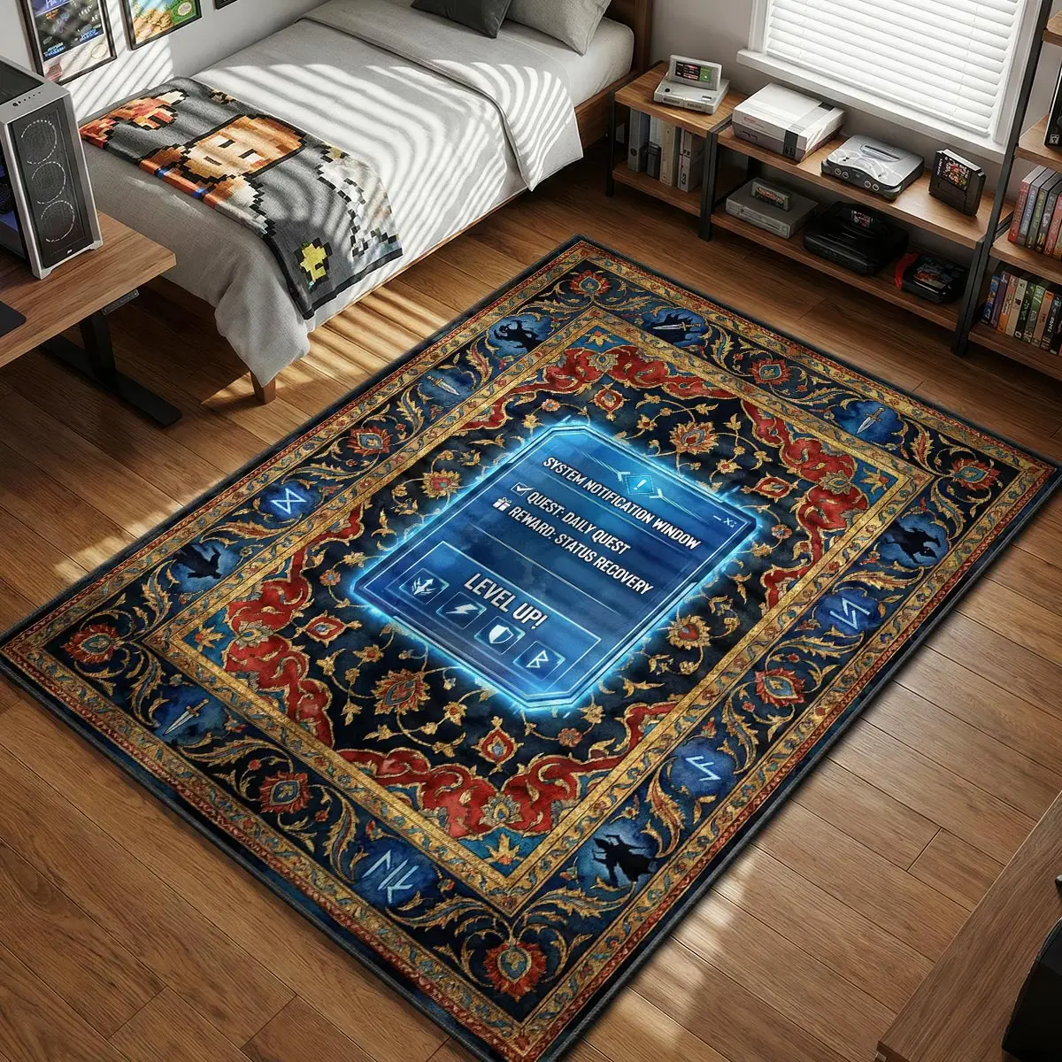 System Notification Daily Quest Rug - Solo Leveling Chair Mat