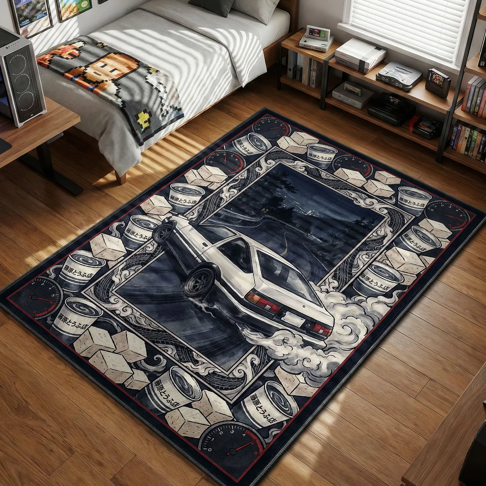 Takumi AE86 Tofu Drift Rug - Initial D Chair Mat