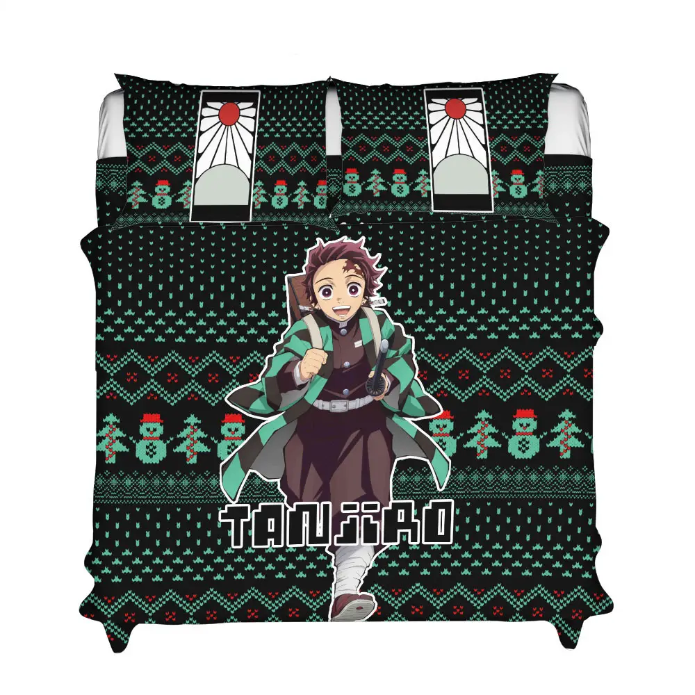 Tanjiro Xmas Polyester Duvet Cover Set