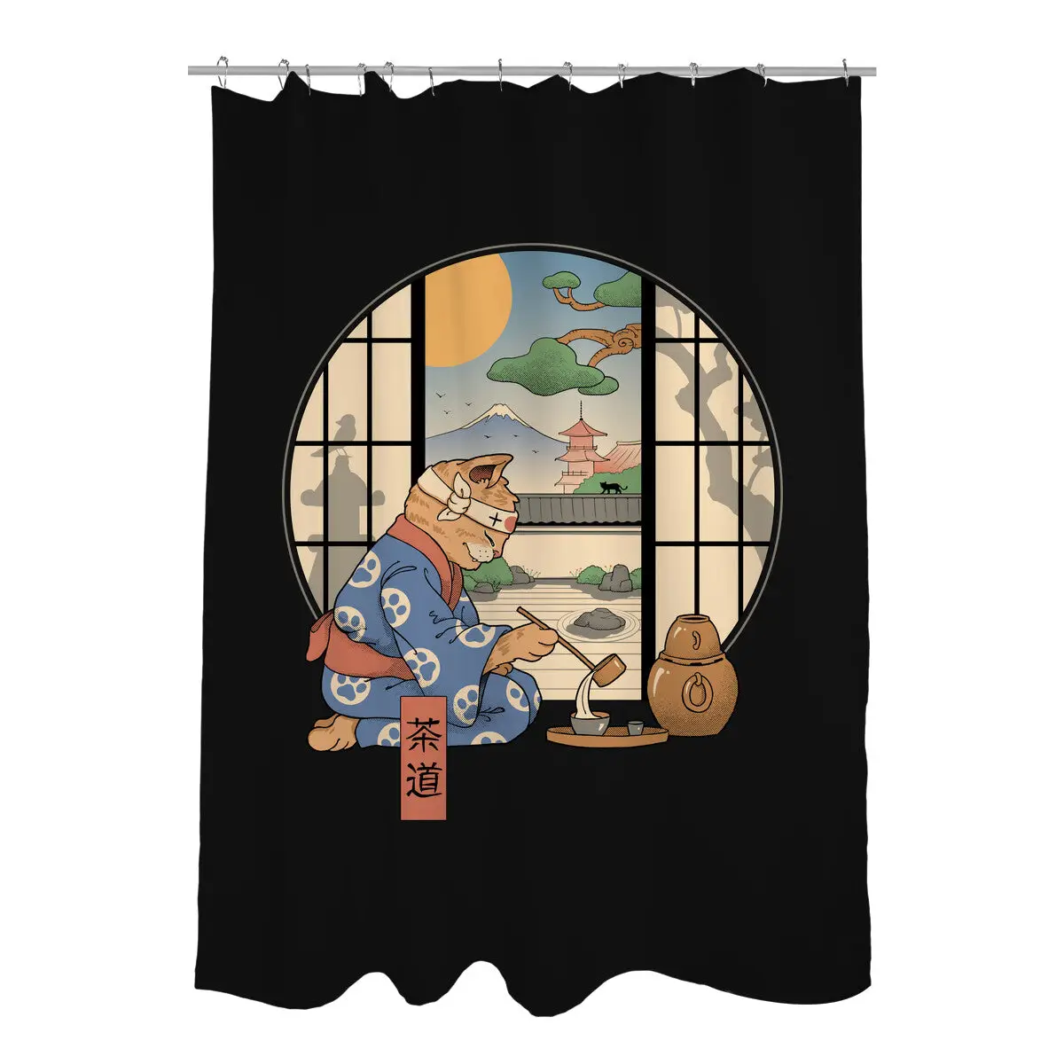Tea Cat Ceremony Shower Curtains