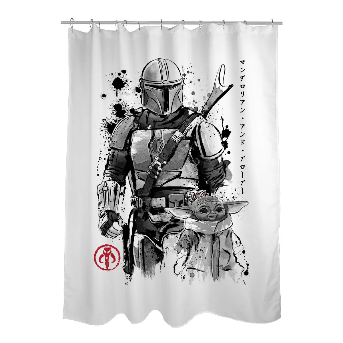 The Bounty Hunter And The Child Sumi-e Shower Curtains