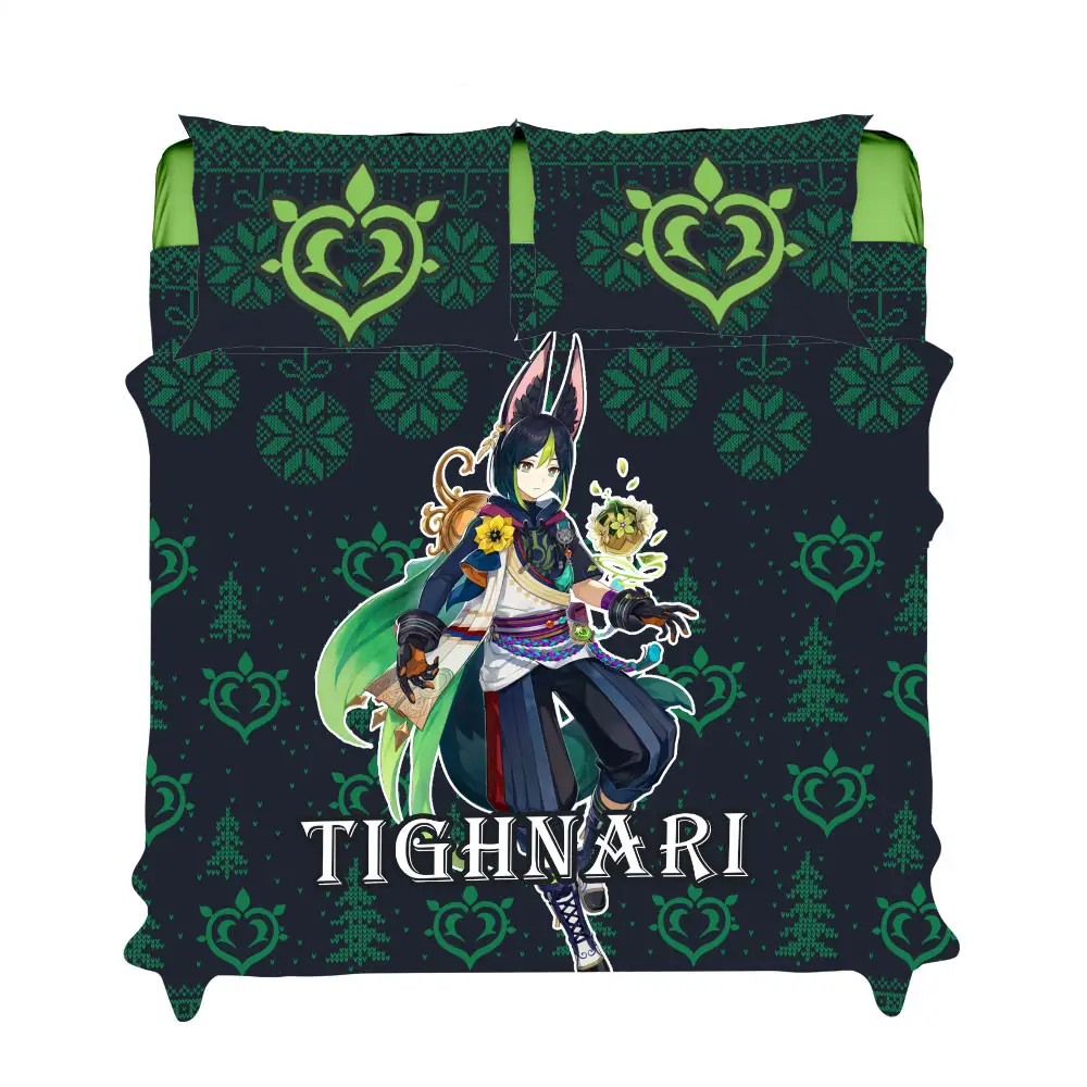 Tighnari Xmas Bedding Set Bed Room Home Decor For Anime Fans